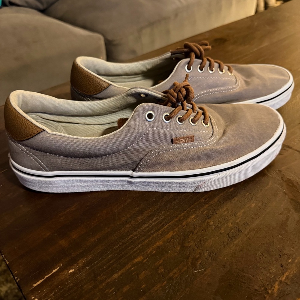 Vans Men's Brown & Taupe Canvas Laced Boat Sneakers Size 10M